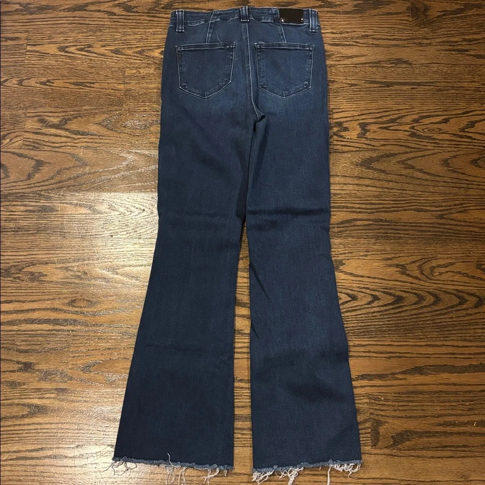 PAIGE Dark Wash Split-Hem High Rise Laurel Canyon Flare Jeans - Picture 5 of 6